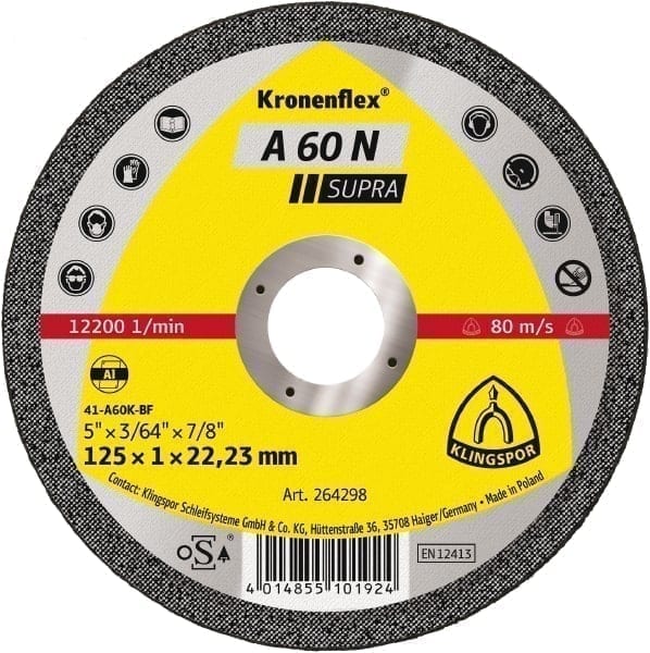 Klingspor A60N Supra Aluminium Cutting Disc Thin