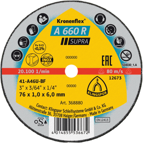 Klingspor Inox Thin A660R Cutting Disc 50-75mm