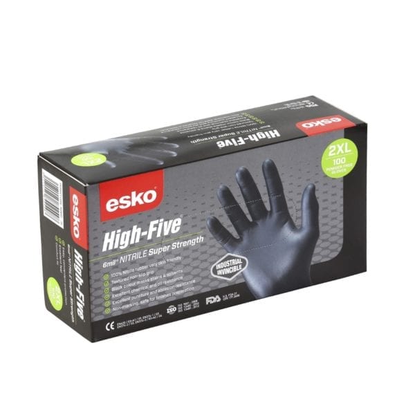 High Five Black Nitrile Super Strength Gloves - Image 3